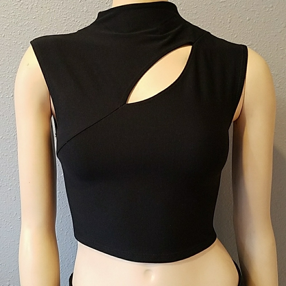 Black Crop Top w/ Slit